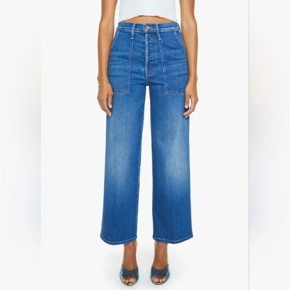 MOTHER Blue Flare Wide Leg Jeans Nip It In The Bud - Picture 1 of 11